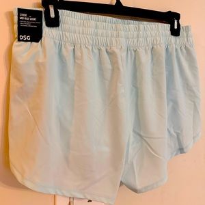 DSG Women’s XL Mid Rise Stride 3” Short Cyan Glass Built In Brief Drawstring NEW